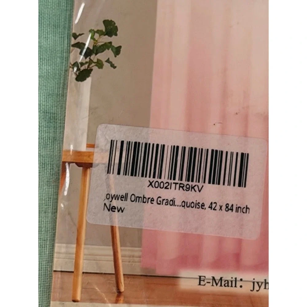 Joywell Ombre Gradient Sheer Curtains Turquoise Pink 42 x 84 Inch New